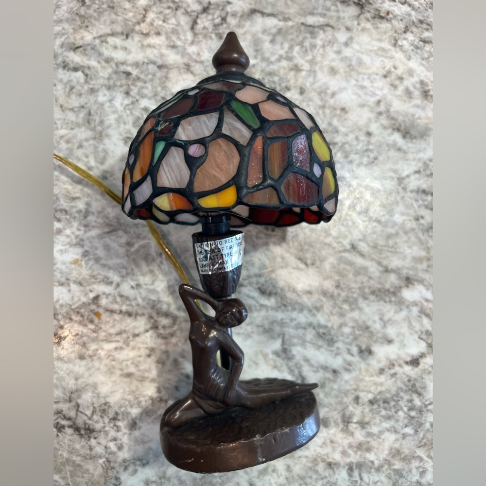 small tiffany style blue red stained Glass